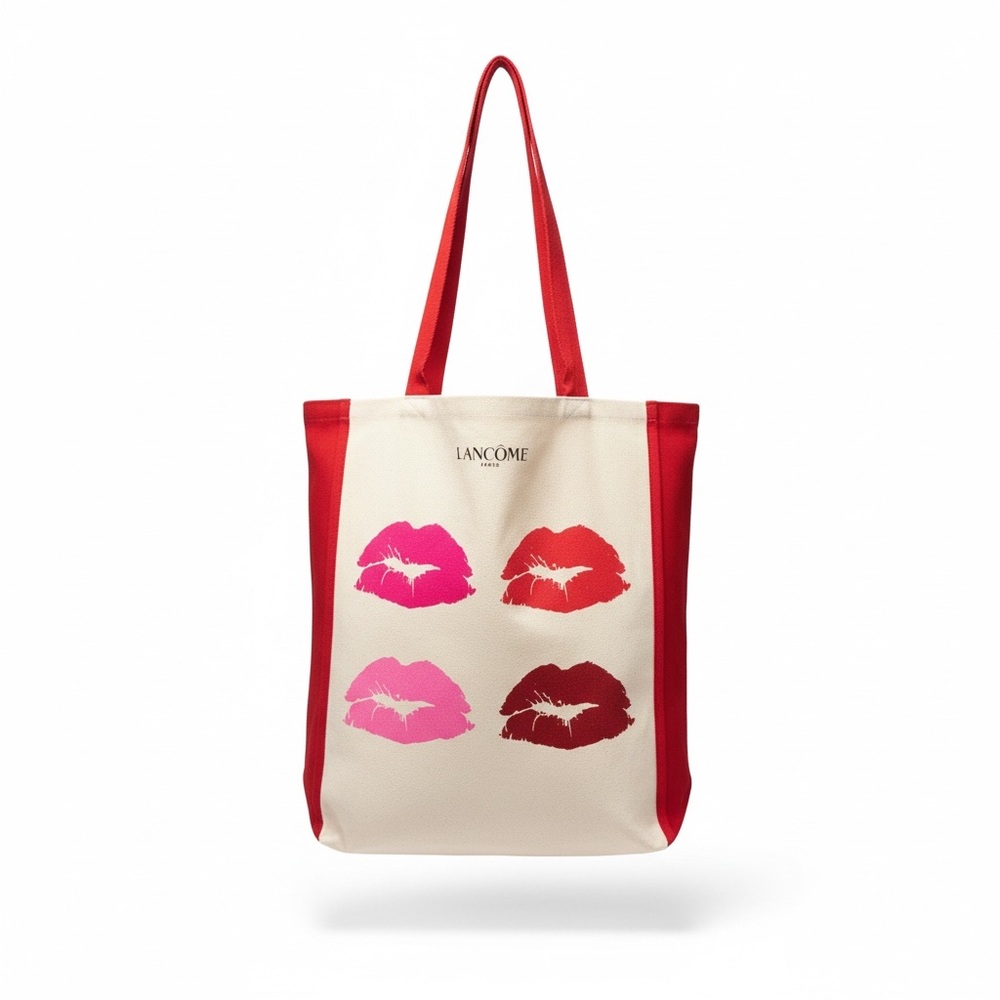 Lancôme Paris Red and Pink Kiss Print Tote Bag Canvas